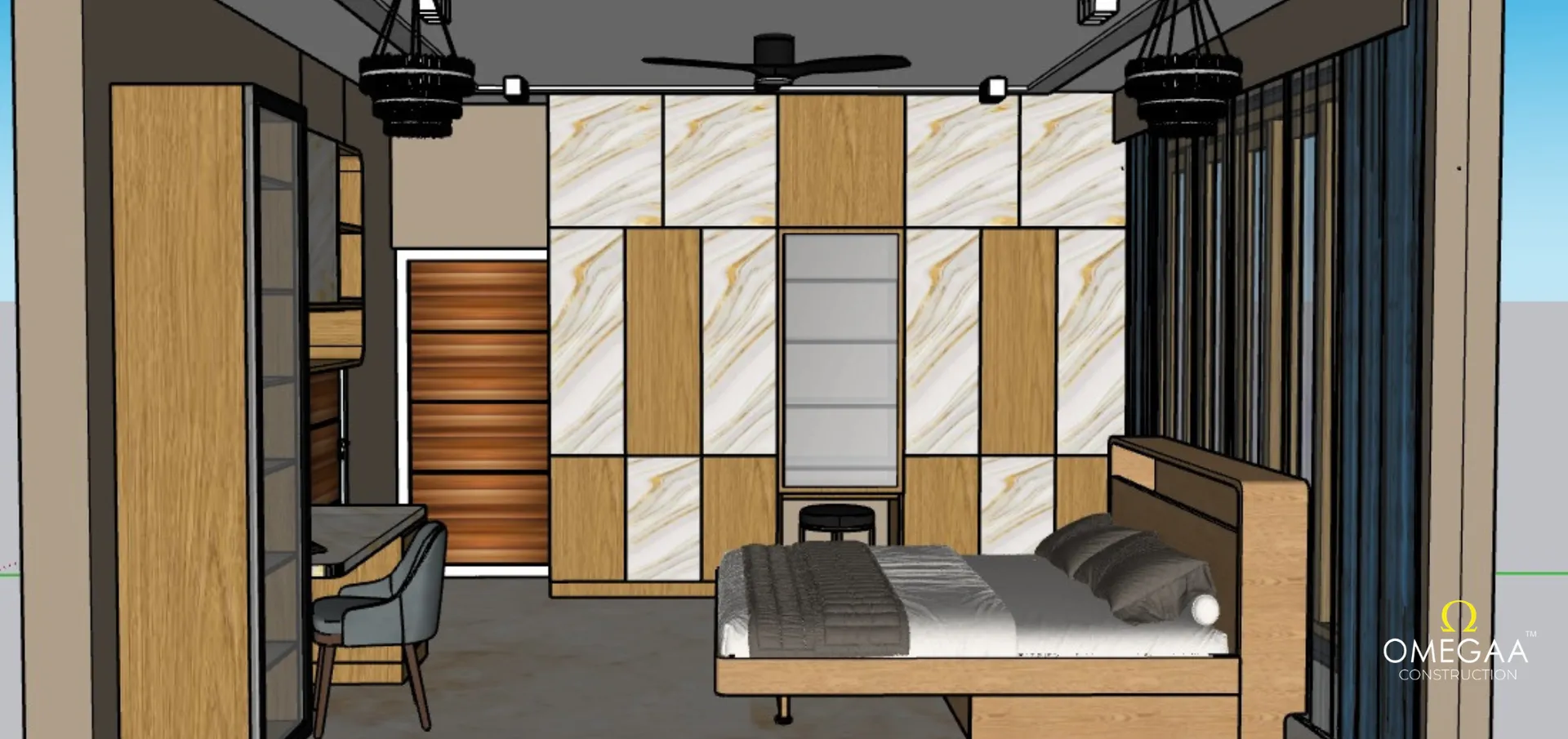 Bedroom 3D SketchUp model drawing