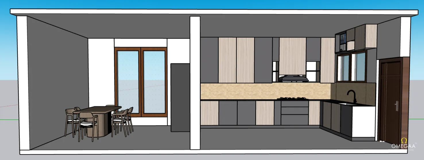 Kitchen and dining 3D SketchUp model drawing