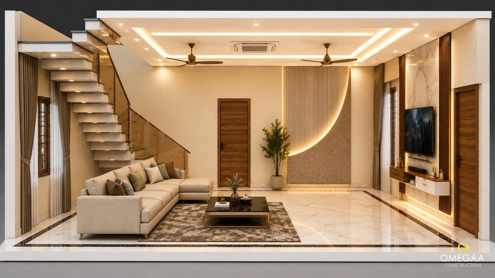Living Room interior rendered visualization
