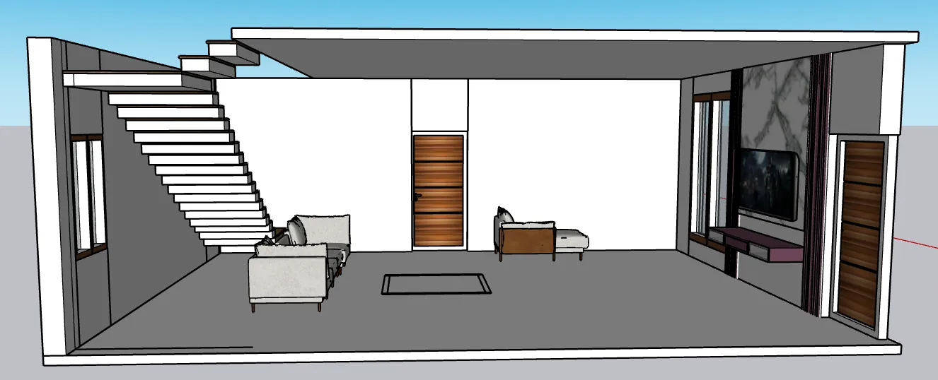 Living Room SketchUp model drawing